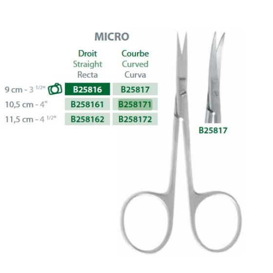 Chirurgické nožnice MICRO zahnuté 10,5cm