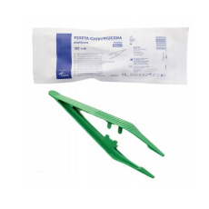 Jednorazová plastová pinzeta, zelená, dĺžka 13 cm, sterilná