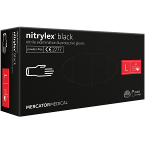 Vyšetrovacie rukavice nitrilové bez púdru BLACK – veľkosť XL (100ks)