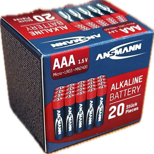 Mikro alkalické batérie ANSMANN LR03 (AAA) / krabička 20 ks