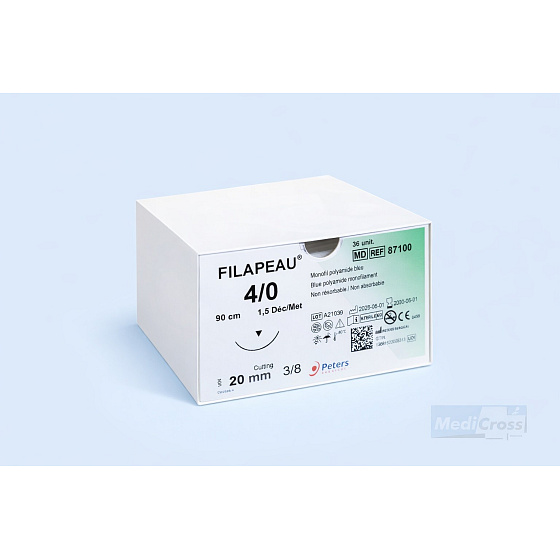 FILAPEAU, 4/0 USP, 3/8 zakrivenie, hrot: cutting, ihla:20, vlákno:90 (36ks/bal)