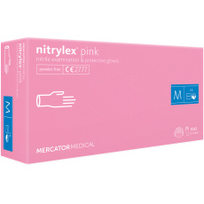 Nitrilové vyšetrovacie rukavice bez prášku Ružové - veľkosť L (100ks)