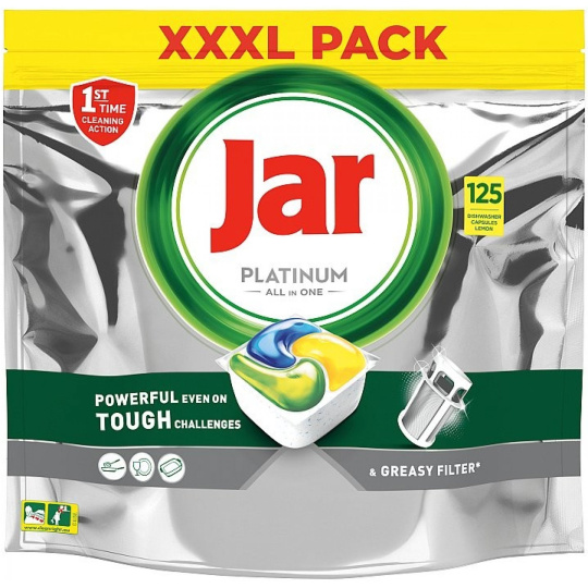 Jar Platinum All in One Lemon, kapsuly do umývačky riadu XXXL balenie 125ks