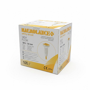 Lanceta žltá 18G, hĺbka vpichu 1,8 mm (100ks)