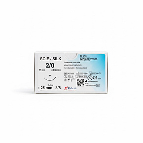 SOIE, USP 2-0, ihla 25mm, 3/8, reverzný rez, 75cm, čierne (36ks/bal)