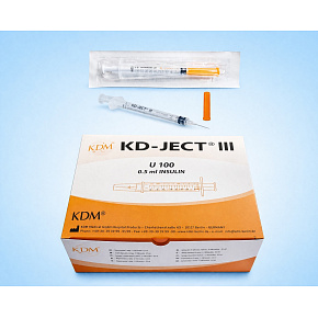 Inzulínová striekačka KDM, 1ml U-100, 0,30x12,7mm, 30G (100KS)