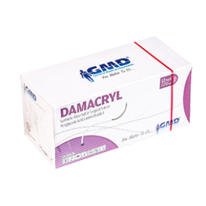 DAMACRYL USP 2-0/75cm/ihla 26mm, 1/2 kruhový kužeľový hrot PGA fialová (12ks/balenie)