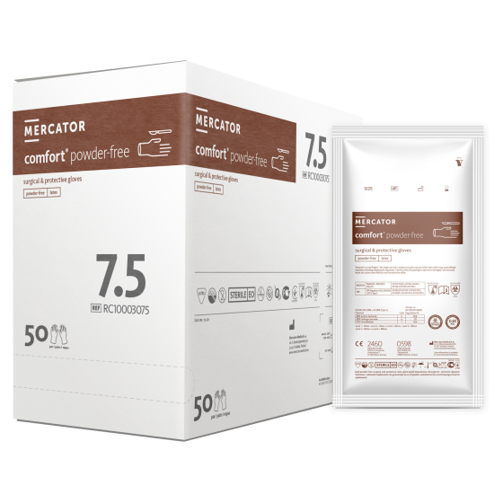 MERCATOR Latexové operačné rukavice COMFORT bez púdru (50 párov/bal)