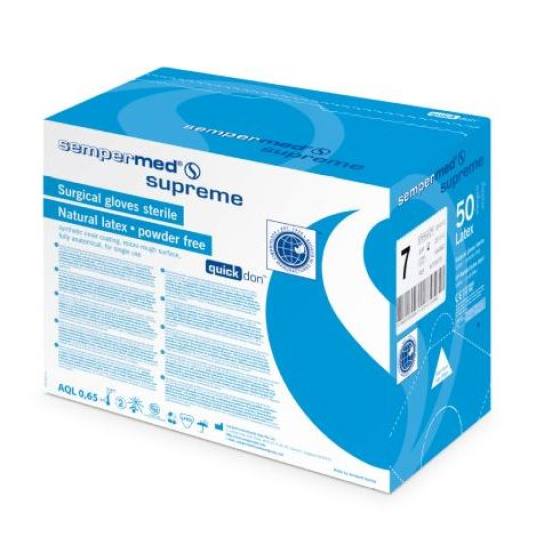 Sempermed Supreme, operačné latexové rukavice bez púdru, sterilné (50 párov/bal)