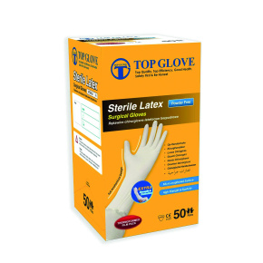Chirurgické sterilné nepudrované rukavice TOP GLOVE 8,5 (50 párov/balenie)