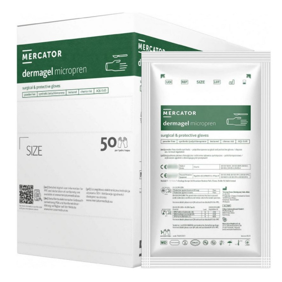 Dermagel MICROPREN chirurgické rukavice bez latexu a bez púdru (50 párov/bal)