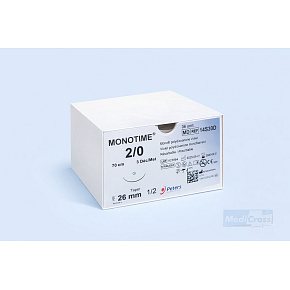 MONOTIME, USP 2/0, ihla 26mm, 1/2kruh, taper, 75cm, fialové (36ks/bal)