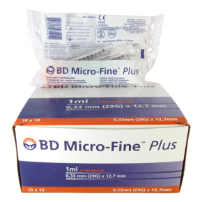 Inzulínová striekačka BD 1ml U100, 30 G, 8mm (100ks)
