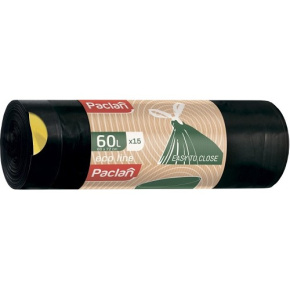 Paclan vrece na odpad ECO LINE sťahovacie uši, 25µ, LDPE, 60L - 15ks