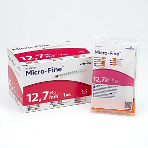 Inzulínová striekačka BD 1ml U100, 29G, 12,7mm (100ks)