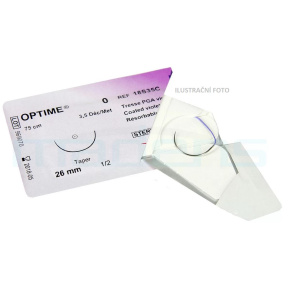 OPTIME, Eur 3,5 ihla 26mm,, 1/2kruh, reverzný rez, 75cm, fialová (36ks/bal) OPTIME, Eur 3,5 ihla 26mm,, 1/2kruh, reverzný rez, 75cm, fialová (36ks/bal)