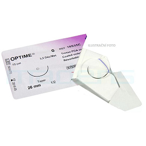 OPTIME, USP 0, ihla 26mm, 1/2kruh, Taper, 75cm, fialové (36ks/bal)